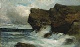 Edward Mitchell Bannister Canvas Paintings - Ocean Cliffs
